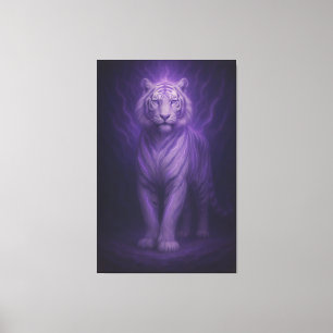 Middernacht Aura Witte Tijger – Mystieke Kracht Canvas Afdruk