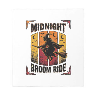 Middernacht Bezemrit Vintage Heks Halloween Grafis Notitieblok