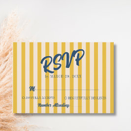 Middernacht Blau Retro Gedempte Perzik Streep Brui RSVP Kaartje