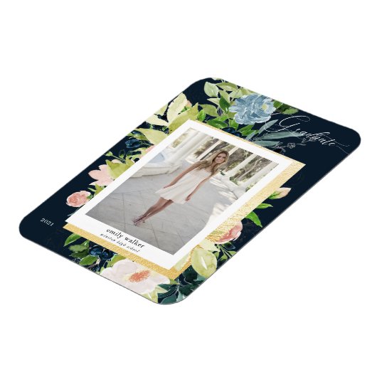 middernacht blauw blozen Foto Afstuderen Kaart M Magneet (Linkerzijde)