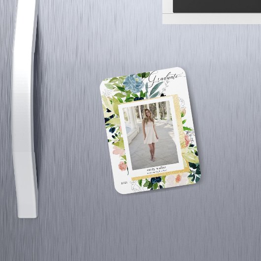 middernacht blauw blozen Fotokaart Afstuderen Magneet