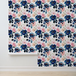 Middernacht Blauw en Roze Behang
