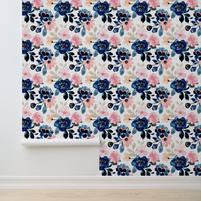 Middernacht Blauw en Roze Behang (Applicatie)