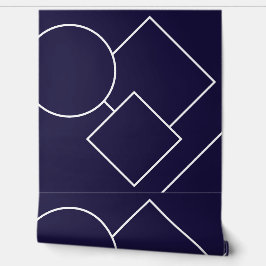 Middernacht Blauw En Wit Modern Chic Minimalistisc Behang