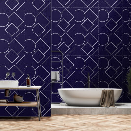 Middernacht Blauw En Wit Modern Chic Minimalistisc Behang