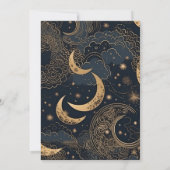 Middernacht Blauw Gouden Hemelse Bruiloft Save The Date (Achterkant)