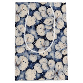 Middernacht Blauw & Ivoren Winterbloei Medium Cadeauzakje (Voorkant)