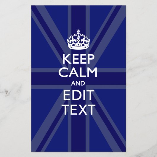 Middernacht Blauw Keep Calm en Uw Tekst Union Jack Flyer (Voorkant)