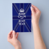 Middernacht Blauw Keep Calm en Uw Tekst Union Jack Flyer (Hand)
