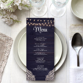 Middernacht Blauw Landelijke Elegantie Menu Kaart