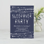Middernacht Blauw Logeerpartij Verjaardagsfeestje Kaart (Staand voorkant)