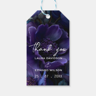 Middernacht Blauw & Paarse Bloemige Trouwpak Colle Cadeaulabel