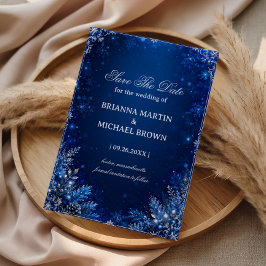 Middernacht Blauw Winter Bloemrijke Elegantie Save The Date