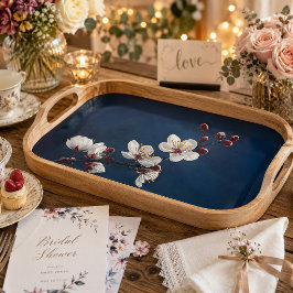 Middernacht Blauw Witte Sakura Bourgondië Knop Tak Tissuepapier