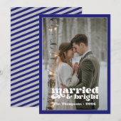 Middernacht Blauw & Zilver Nieuwgetrouwd Kerstmis Feestdagenkaart (Voorkant / Achterkant)