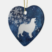 Middernacht Blauw Zilveren Sneeuwvlok Australische Keramisch Ornament (Links)