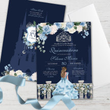 Middernacht Blauwe Cinderella Prinses Quinceañera