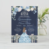 Middernacht Blauwe Cinderella Prinses Quinceañera Kaart (Staand voorkant)