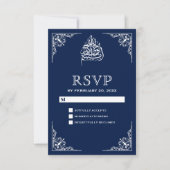 Middernacht Blauwe Islamitische Moslim Huwelijks R RSVP Kaartje (Voorkant)