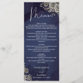 Middernacht Blauwe Rozen Bloemrijke Gotische Trouw Menu (Voorkant)