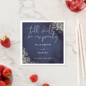 Middernacht Blauwe Rozen Florale Gotische Bruiloft Servet (Insitu)