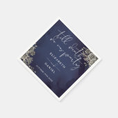 Middernacht Blauwe Rozen Florale Gotische Bruiloft Servet (Hoek)