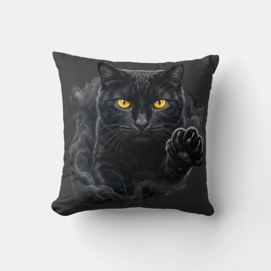 Middernacht Blik Zwarte Kat Kussen (Voorkant)