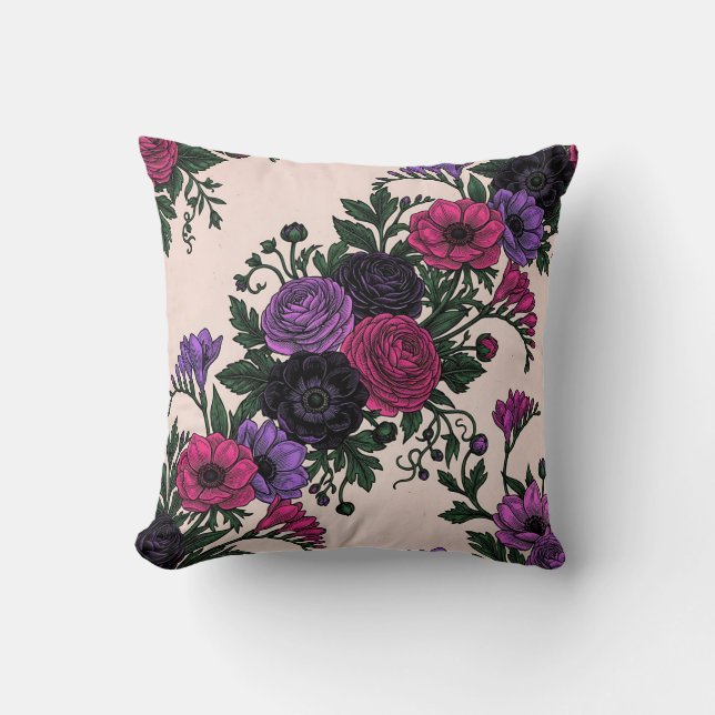Middernacht Bloem Bloemstuk Zazzle Kussen (Voorkant)