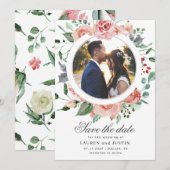 middernacht bloom bloemen Foto Save the Date Kaart (Voorkant / Achterkant)