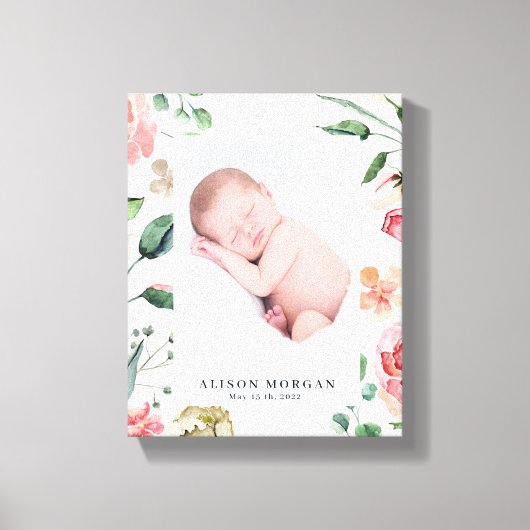 middernacht bloom blush florale foto baby canvas afdruk (Voorkant)
