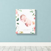 middernacht bloom blush florale foto baby canvas afdruk (Insitu (Houten vloer))