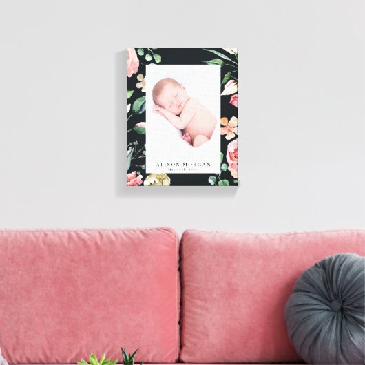 middernacht bloom blush florale foto baby canvas afdruk (Insitu (Woonkamer))