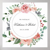 middernacht bloom elegant floral bruiloft welkom poster (Voorkant)