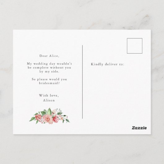 middernacht bloom floral bridesmaid Invitation Briefkaart (Achterkant)