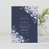 Middernacht Blush Ranunculus Eucalyptus Bruiloft Kaart (Staand voorkant)