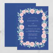 Middernacht Blush Rozen Bruiloft Kaart (Voorkant / Achterkant)