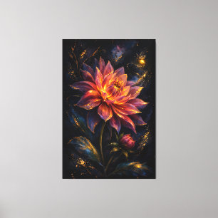 Middernacht Botanica Ember Dahlia Moody Indigo Blo Canvas Afdruk