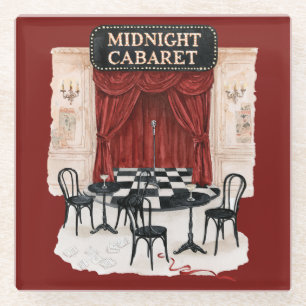 Middernacht Cabaret Rood Zwart Wit Tafel Glazen Onderzetter