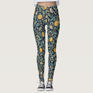 Middernacht Citrus Botanische All-Over Print Leggi Leggings