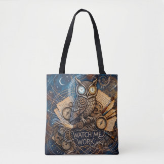 Middernacht Creative Night Owl Abstracte Kunstprin Tote Bag