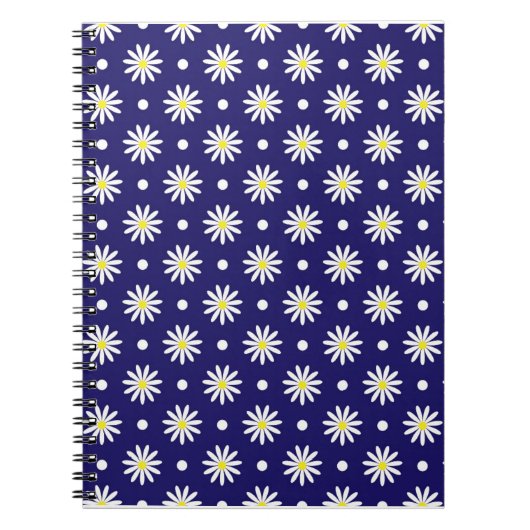 Middernacht Daisy Spiraal Notebook Notitieboek (Voorkant)