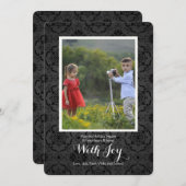 Middernacht Damask Foto Kerstkaart (Voorkant / Achterkant)