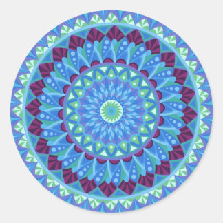 Middernacht Dromen Mandala Blauwe Boho Esthetiek Ronde Sticker