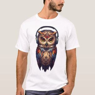 Middernacht Echo – Abstracte Uil met Ziel T-shirt