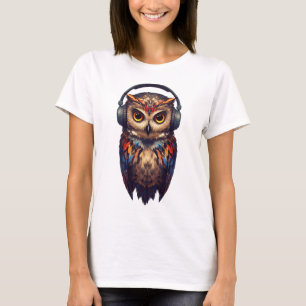 Middernacht Echo – Abstracte Uil met Ziel T-shirt
