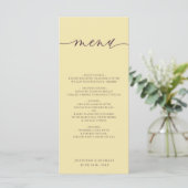 Middernacht Feige & Champagne Script Trouwdiner Menu (Staand voorkant)