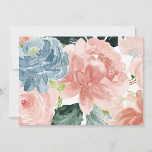 middernacht floral gold script baby shower uitnodi (Achterkant)