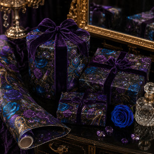 Middernacht Glamour Juweel-Tint Bloemige Schoonhei Cadeaupapier