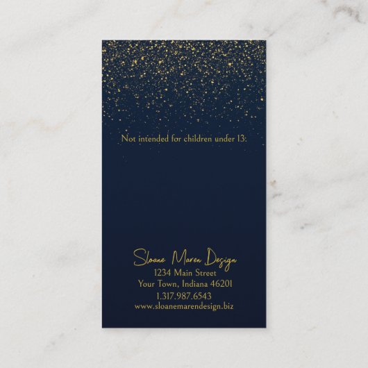 Middernacht Glitterbomb Sieraden Oorbellen Display Visitekaartje (Achterkant)