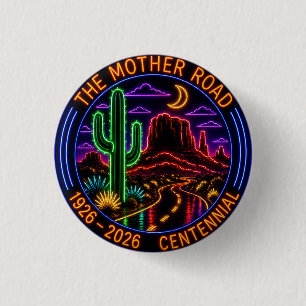Middernacht Gloed 100 Jaar Jubileum route 66 Ronde Button 3,2 Cm